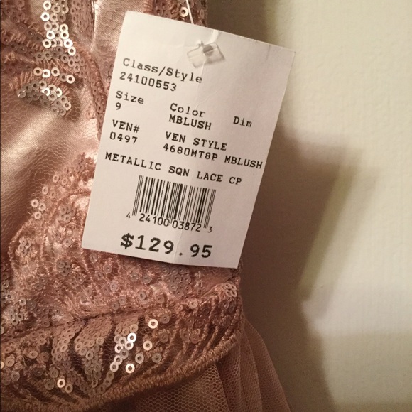 NWT David’s Bridal Blush Dress w/ Metallic Sequins - Picture 2 of 4